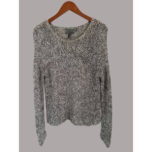 Vince Womens Hand-Knitted Open Weave Gray Tunic Sweater S Lightweight Crew Neck